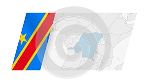DR Congo map in modern style with flag of DR Congo on left side