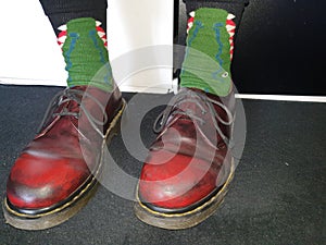 Dr Martens boots red vintage socks shoes leather