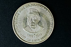 Dr Rajendra Prasad 125 Birth Century 5 Rupee Coin Studio Shot