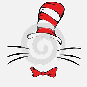 Dr Seuss cat in the hat. Hat, mustaches