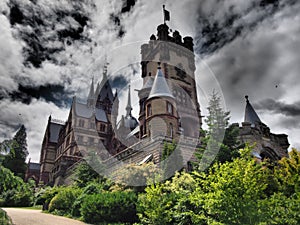 Magical Drachenburg Castle is a on a rock Drachenfels castle from a fairy tale and is a very popular tourist destination.Germany