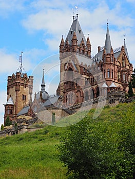 Magical Drachenburg Castle is a on a rock Drachenfels castle from a fairy tale and is a very popular tourist destination.Germany