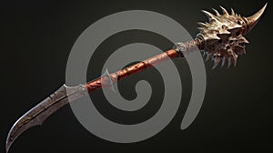 Spiked Iron Weapon With Long Wooden Handle - Dungeon Fantasy photo
