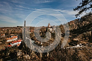 Dracula Bran Castle View from Hill with Cross