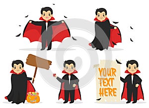 Dracula Halloween Character Vector Set