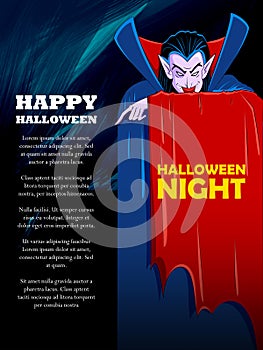 Dracula in Happy Halloween holiday night celebration background