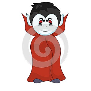 Dracula - little boy wearing a vampire costume cartoon vector illustration