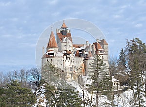 Dracula`s Bran Castle in winter