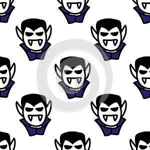 Dracula seamless doodle pattern, vector illustration