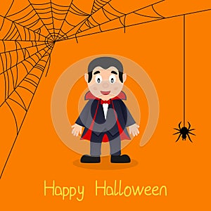 Dracula & Spider Web Halloween Card