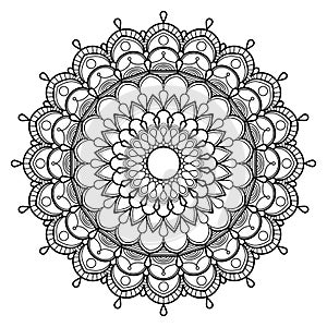 Round mandala pattern. Coloring book page for kids and adults.