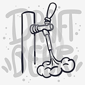 Draft Beer Tap Froth Foam Beverage Hand Drawn Vector Design On A White Background
