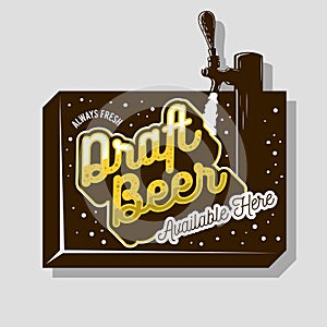 Draft Beer Tap Sign Design For Promotion. Vector Graphic.