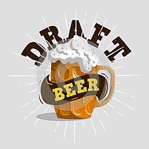 Draft Beer Typographic Label Design With A Mug