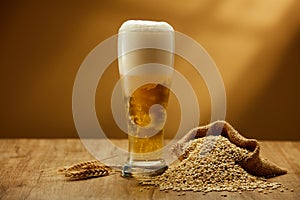 draft beer on wooden background