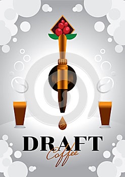 Draft coffee with golden tap vector