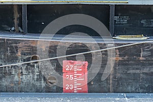 Draft marks for a transport ship