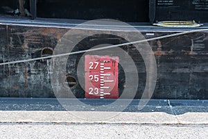 Draft marks for a transport ship