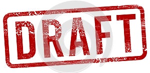 Draft Red stamp on a white background