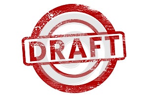 Draft Red stamp on a white background