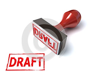 Draft rubber stamp 3d rendering
