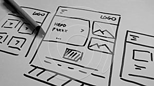 Draft sketch drawing template layout framework wireframe.
