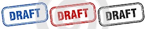 draft square isolated sign set. draft stamp.