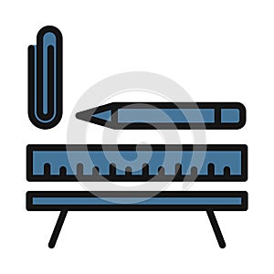 Draft Tools line isolated vector icon can be easily modified and edit