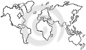 Draft of worldmap without color