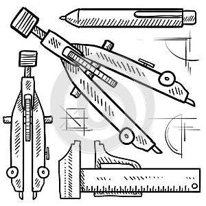 Drafting and architectural tools sketch photo