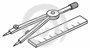 Drafting compass and ruler, precise design tools, geometry and engineering, vector design Generative AI