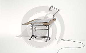 Drafting Desk Lamp And Paper