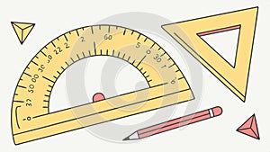 Drafting tools set vector, ruler and triangle, geometric equipment illustration vector design Generative AI