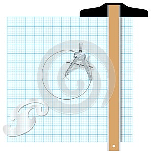 Drafting tools square compass engineering photo