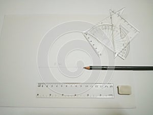 Drafting tools are on white background 7.