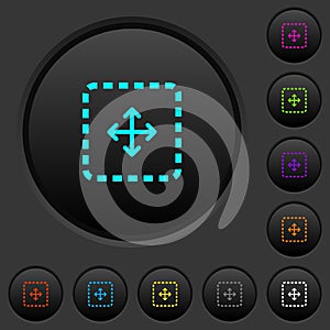 Drag object dark push buttons with color icons