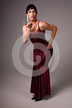 Drag queen blowing kiss. photo