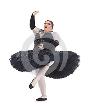 Drag queen dancing in a tutu