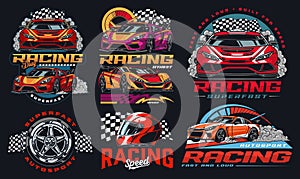 Drag racing colorful set stickers