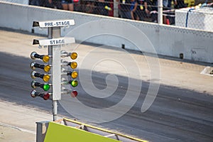 Drag racing stage lamp signal at quarter mile circuit photo
