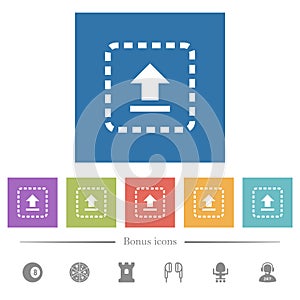 Drag to upload flat white icons in square backgrounds