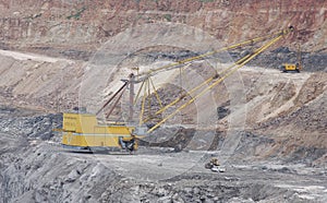 Dragline excavator in a opencast coal mine