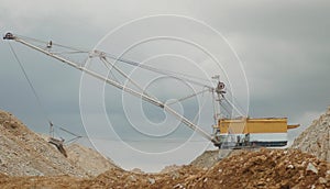 Dragline in open pit