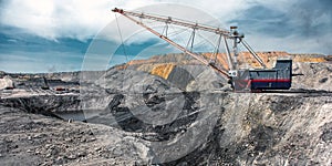 Dragline on open pit coal mine