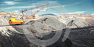 Dragline on open pit coal mine