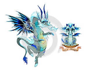 Dragon of Air Element, puppy and adult