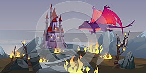 Dragon attack castle magic creature destroy palace