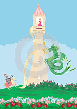 Dragon attacks the castle in which the princess is imprisoned