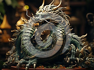 Dragon with big claws wings, Chinese style. Symbol of the new year 2024. AI generated