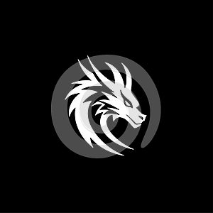 Dragon - black and white isolated icon - vector illustration